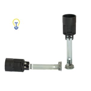 Lamphouders met een kleine, E14 fitting. Fittingen voor lampen, kroonluchters en andere soorten verlichting. Lamphouder van 100 mm lang.