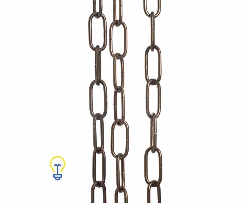 Ketting brons. Gebronsde ketting grote schakel, voor het ophangen van kroonluchters en andere lampen