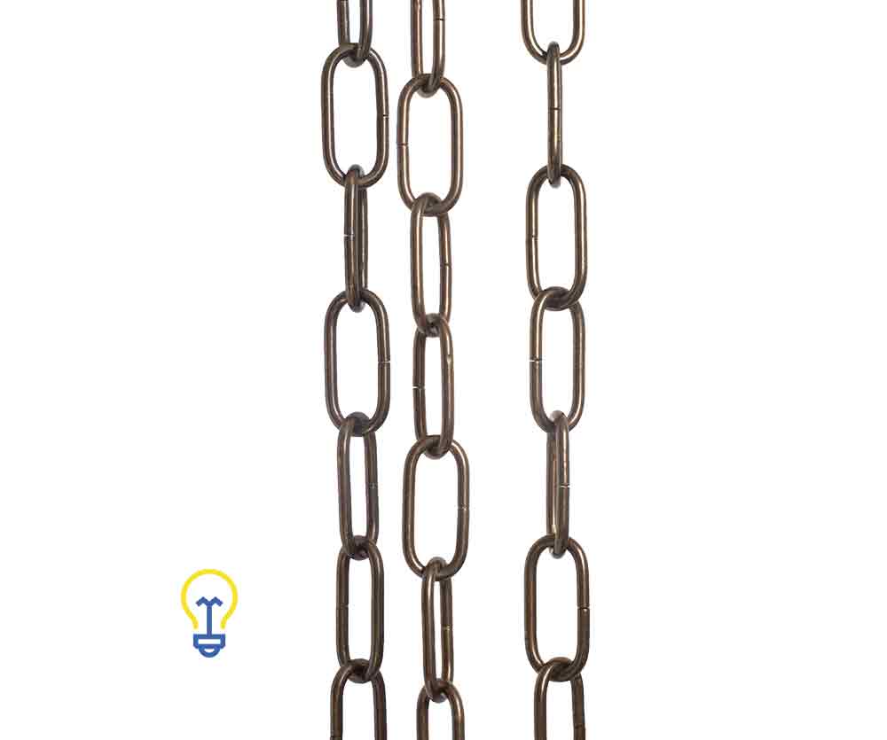Ketting brons. Gebronsde ketting grote schakel, voor het ophangen van kroonluchters en andere lampen