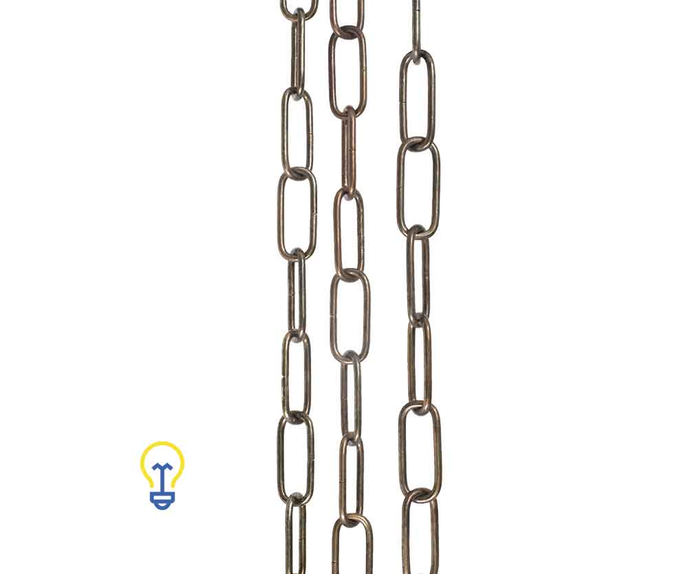 Gebronsde ketting reguliere schakel, voor het ophangen van kroonluchters en andere lampen