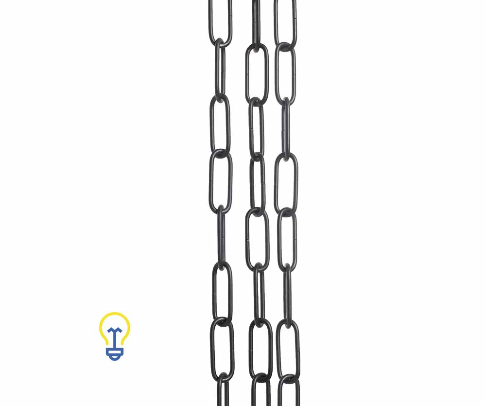 Zwarte ketting reguliere schakel, voor het ophangen van kroonluchters en andere lampen