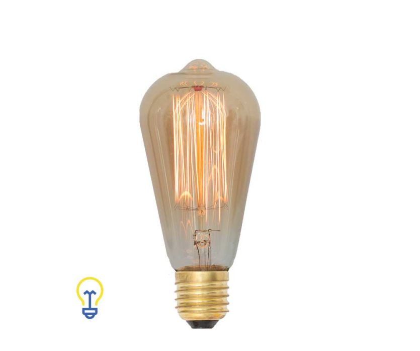 Kooldraadlamp | Een warme Edison filament bulb met grote E27 fitting. Het warme kooldraad geeft een sierlijk en industrieel effect.