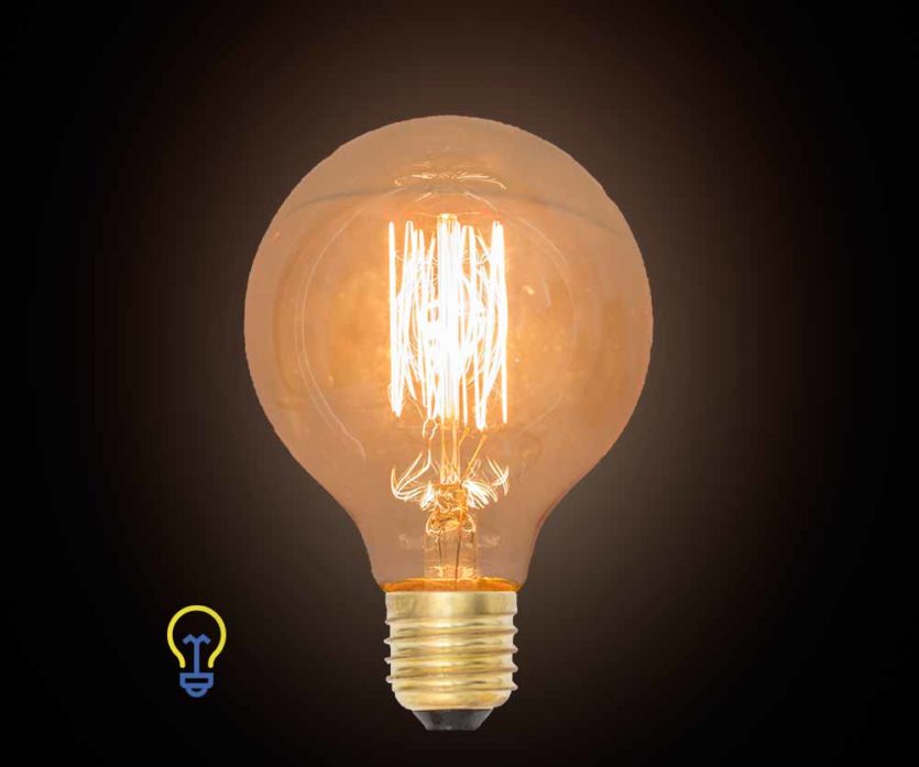 Kooldraadlamp rond Filament Bulb Gloeidraad E27 Grote Fitting Ediso zwart warm licht