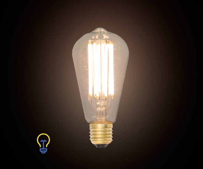LedLamp Filament Kooldraad Grote fitting 2200K Peervorm Edison bulb