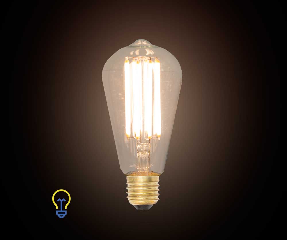 LedLamp Filament Kooldraad Grote fitting 2200K Peervorm Edison bulb