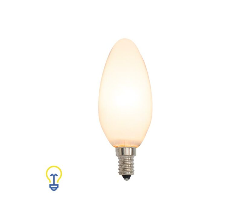 15 Watt Mat Kaars Gloeilamp E14 | Een warme klassieke gloeilamp van 15 Watt met een kleine E14 fitting.