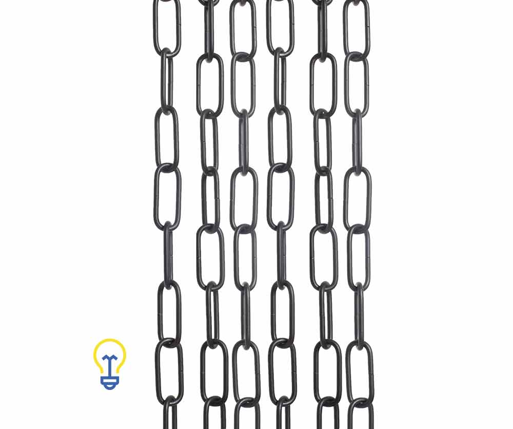 Zwarte ketting kleine schakel, voor het ophangen van kroonluchters en andere lampen